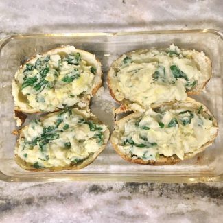 Spinach Artichoke Twice Baked Potatoes