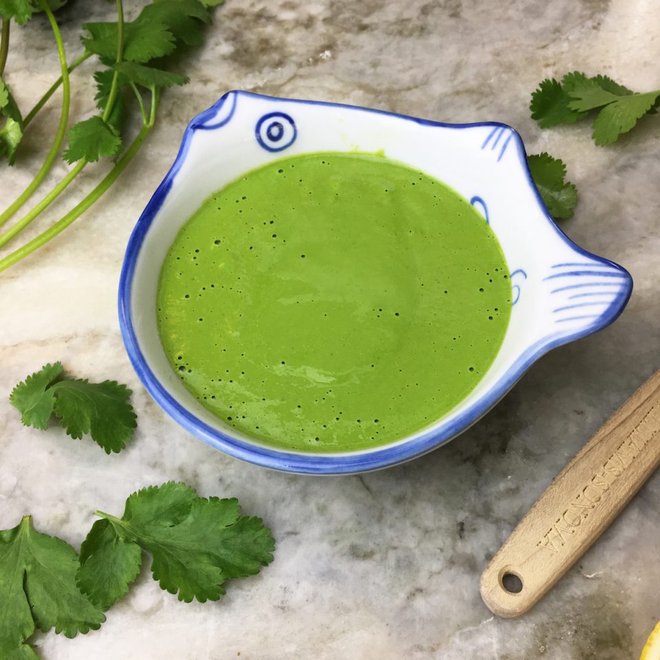 Creamy and delicious cilantro tahini sauce.