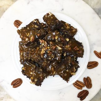 Black Bean Brownies with Caramel Sauce