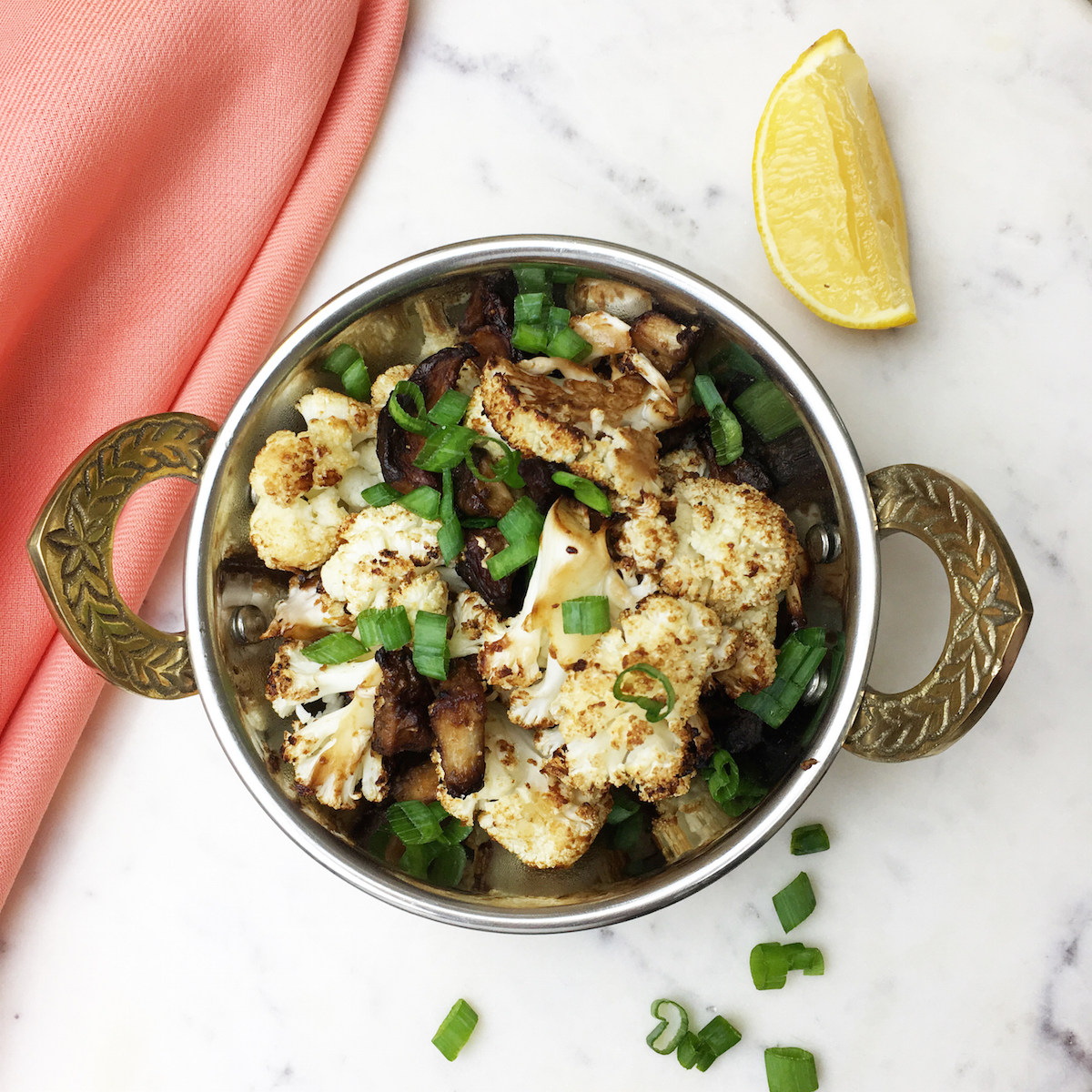 Miso Roasted Cauliflower and Mushroom (vegan, plant-based, gluten-free)