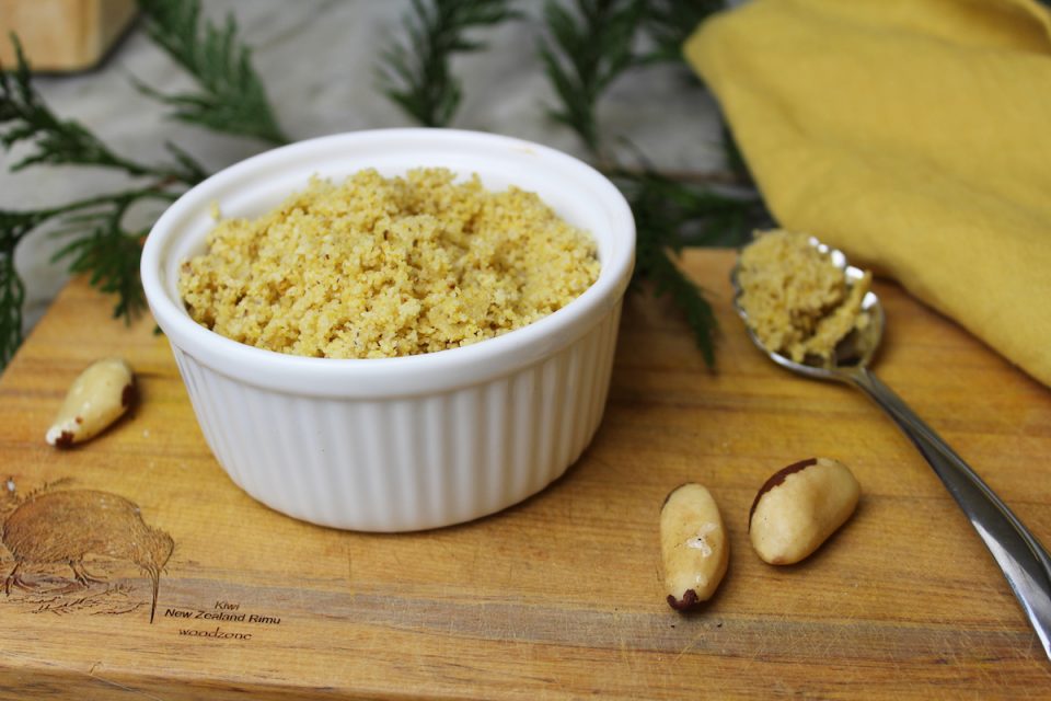 Delicious and nutritious Brazil nut parmesan perfect for pasta, salads, or whatever you desire.