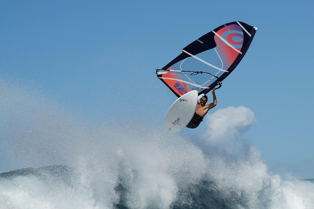 Derek McKee windsurfing in Maui.