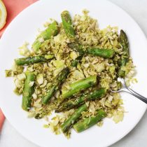 Lemon Roasted Asparagus and Brussels Sprouts