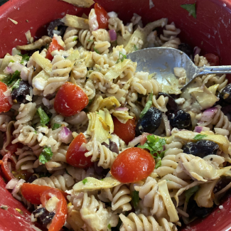 Oil-free Vegan Greek Pasta Salad
